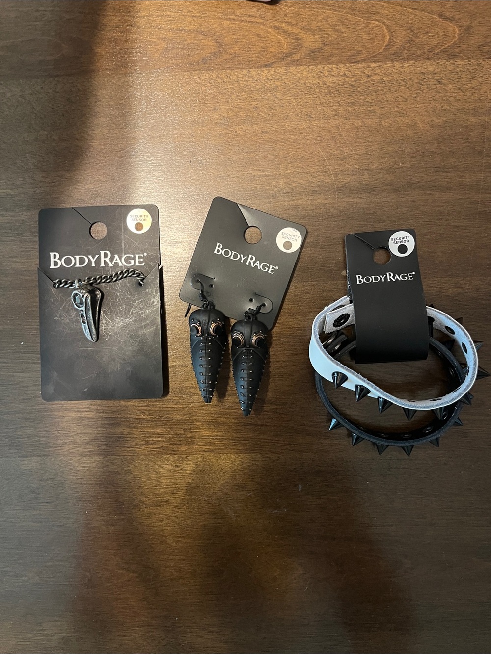 BodyRage Black Spiked Bracelet and Earring Bundle